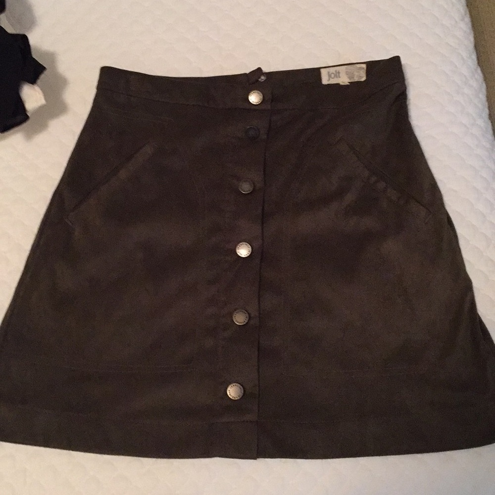 Green button down skirt